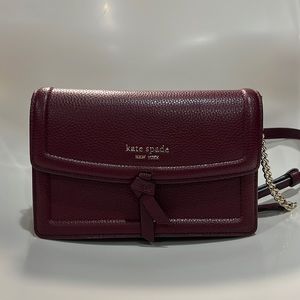 NWOT Kate Spade Knott Flap Crossbody Autumn Red  Leather